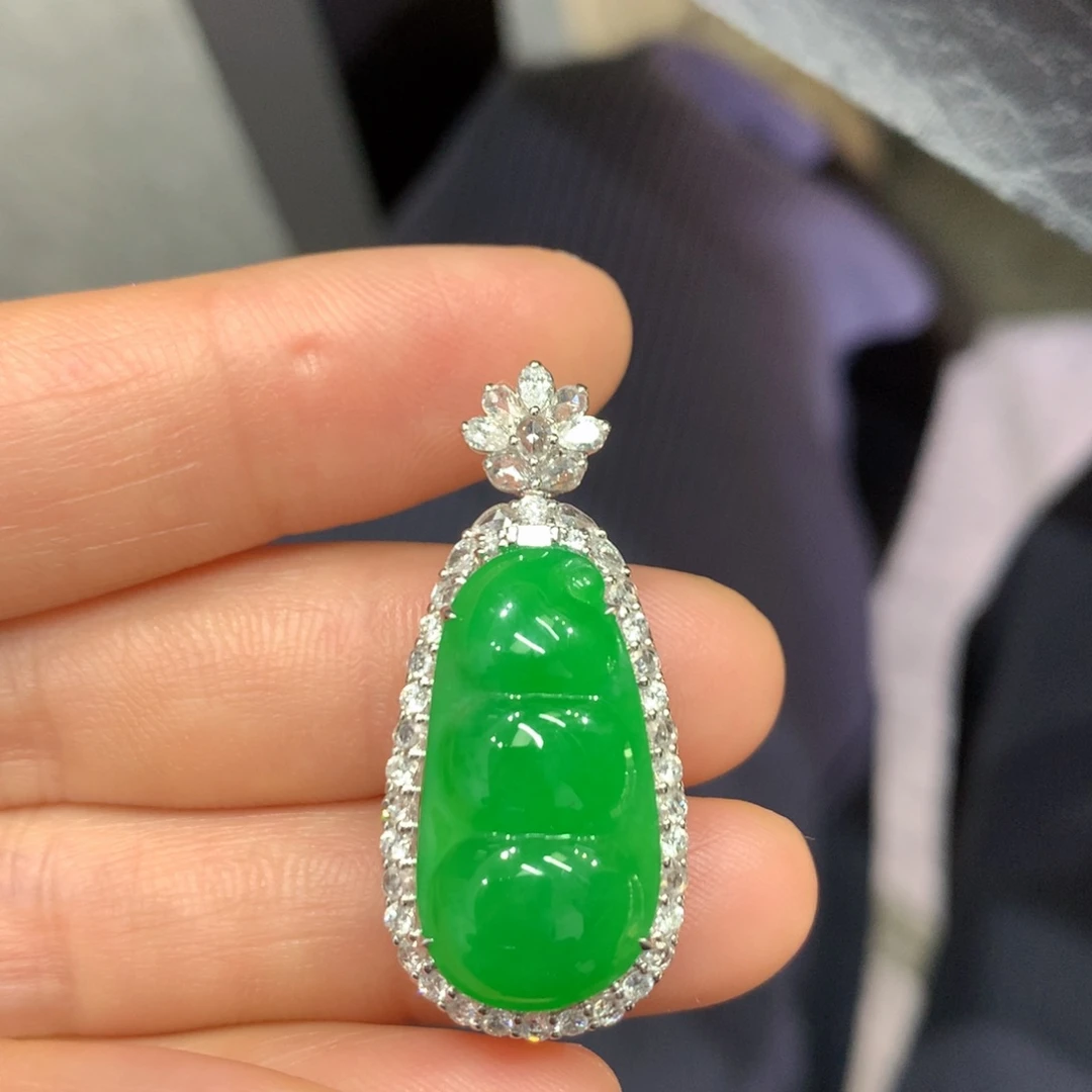 翡翠18K金镶嵌吊坠(不含链)