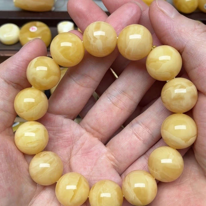 蜜蜡未镶嵌裸石蜜蜡16小+同料浓蜡妖花串