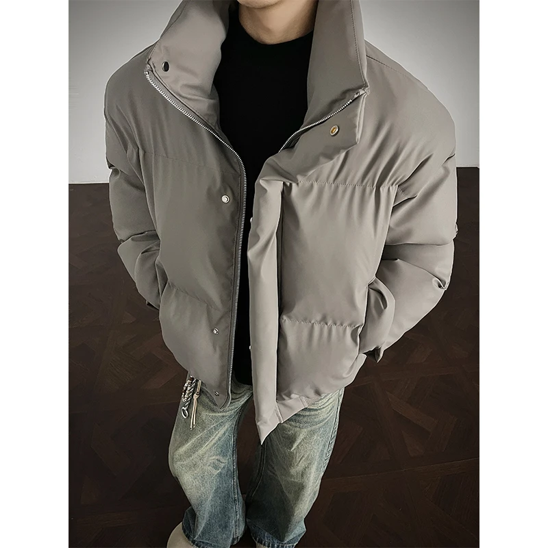 短款PU棉服男女冬季高级感加厚面包服复古美式cleanfit皮棉袄外套