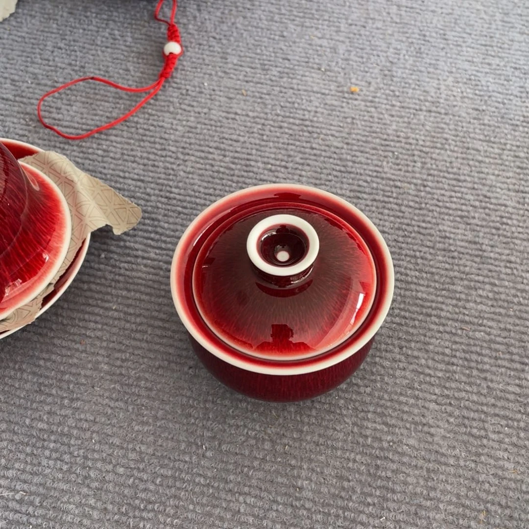 中***杰景德镇原矿釉布袋盖碗