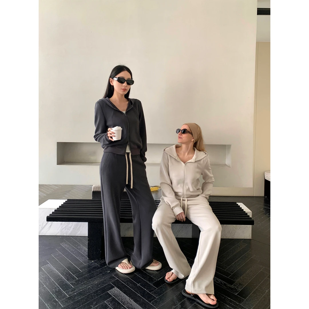 周淼 lulu风莫代尔开衫连帽卫衣休闲舒适百搭上衣女春ZM25G5000JA