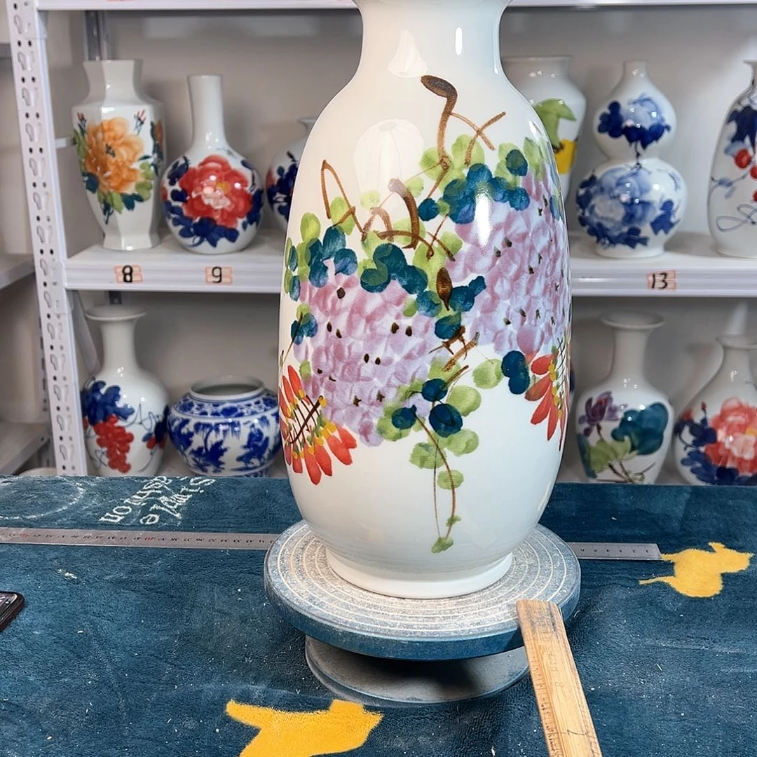 摆件景德镇陶瓷冬紫藤