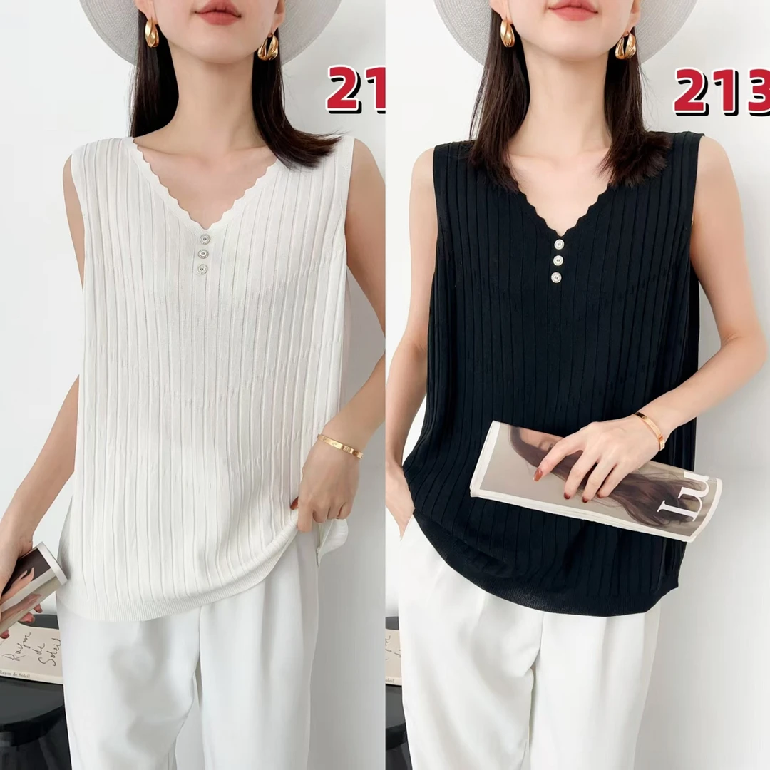 DY#319背心 衣长60 休闲百搭打底背心女款纯色V领爆款洋气内搭