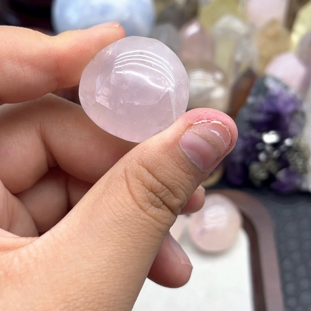 珠宝半成品水晶未镶嵌45 粉水晶手握