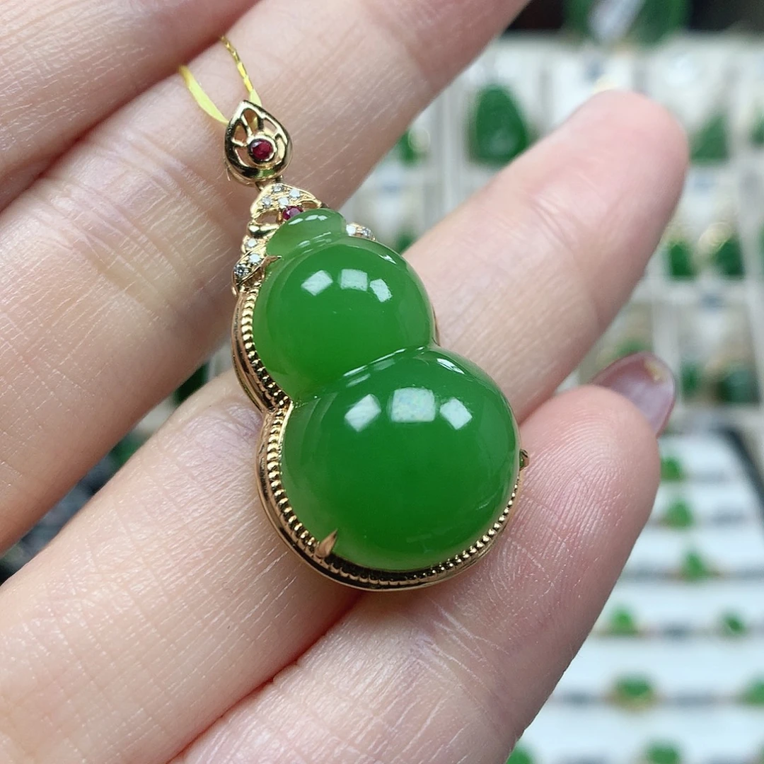 和田玉（碧玉）18K金镶嵌颈饰21