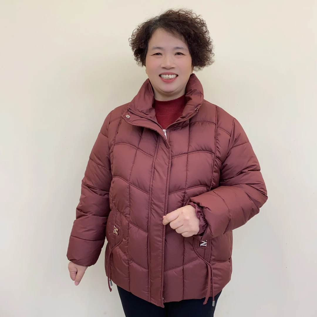 冬季棉服中老年洋气妈妈装时尚加厚保暖口袋M标拉链款中长外套835