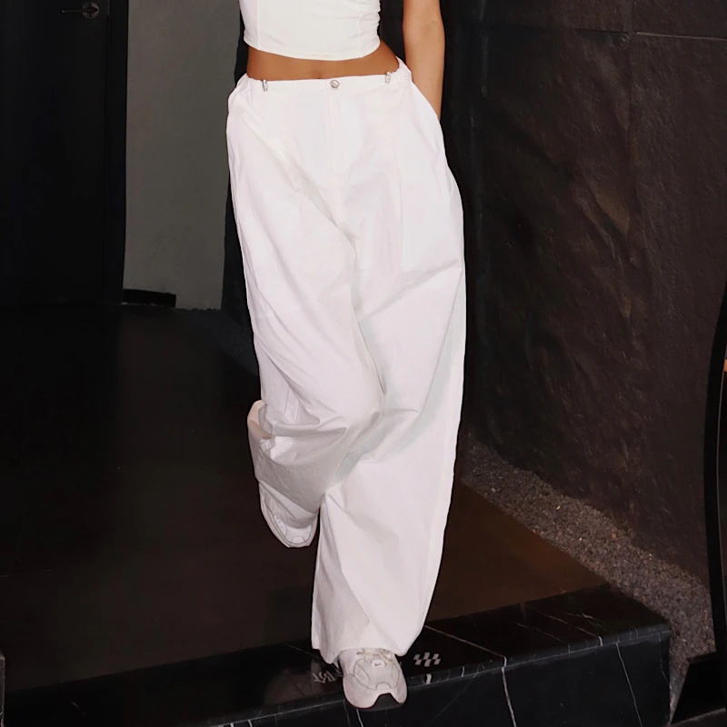 akiyo studio复古高腰宽松阔腿裤工装裤垂感直筒休闲裤女长裤加长