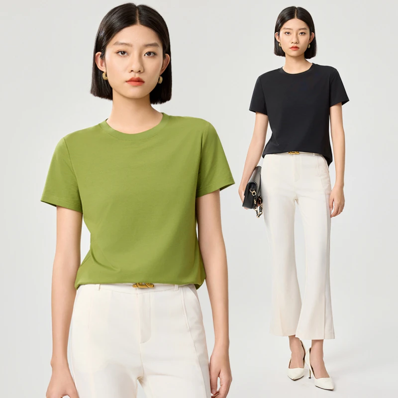 2025夏季新款深呼吸哥弟圆领正肩彩色短袖t恤时尚减龄宽松上衣女