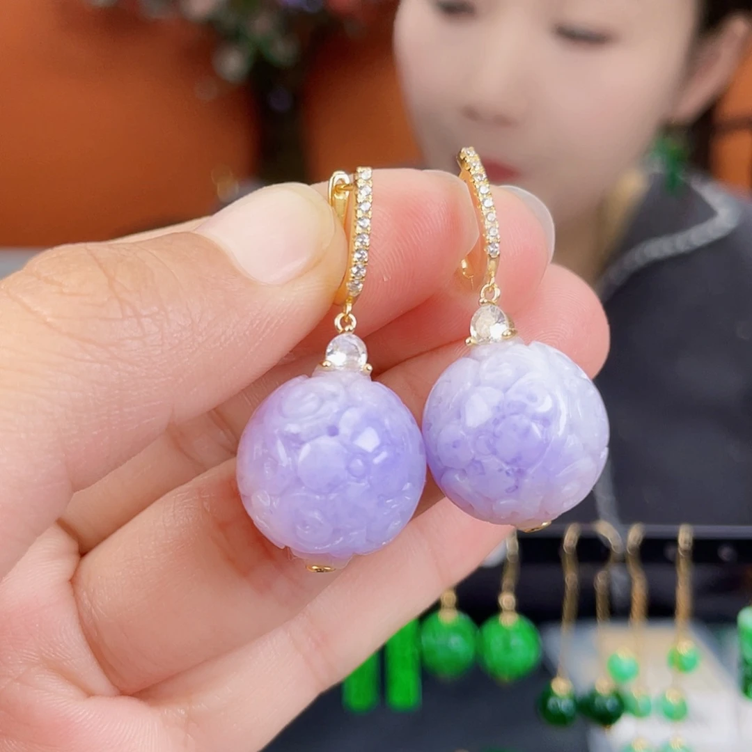 翡翠银S925镶嵌耳饰