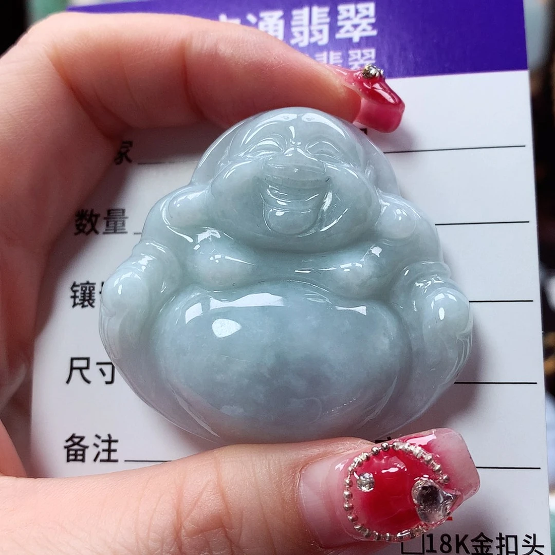 翡翠颈饰未镶嵌佛公，有棉，介意勿拍