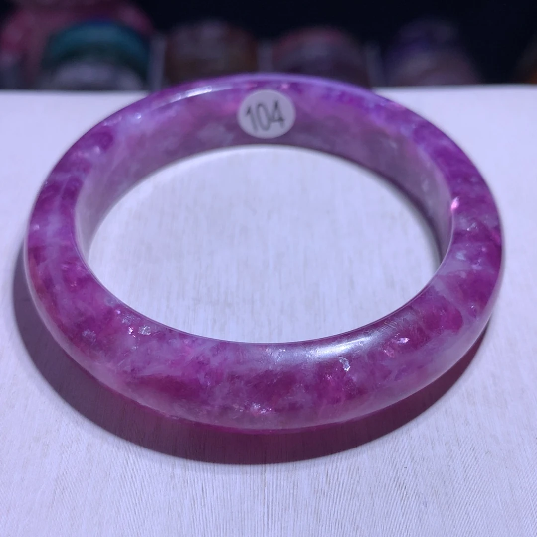 银S925镶嵌水晶手镯玫瑰粉祖母晶56.4圈104