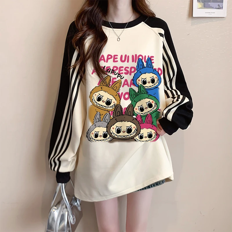 秋冬季加绒加厚三条杠卫衣女爆款宽松百搭中长款遮臀大码显瘦上衣