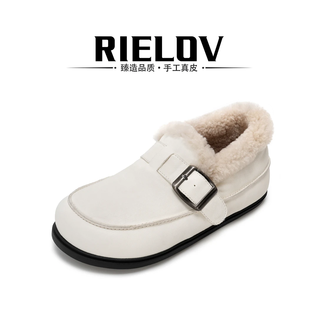 RIELOV【清清】增高1.5+1.5cm时尚潮流加绒百搭女休闲穆勒鞋251115