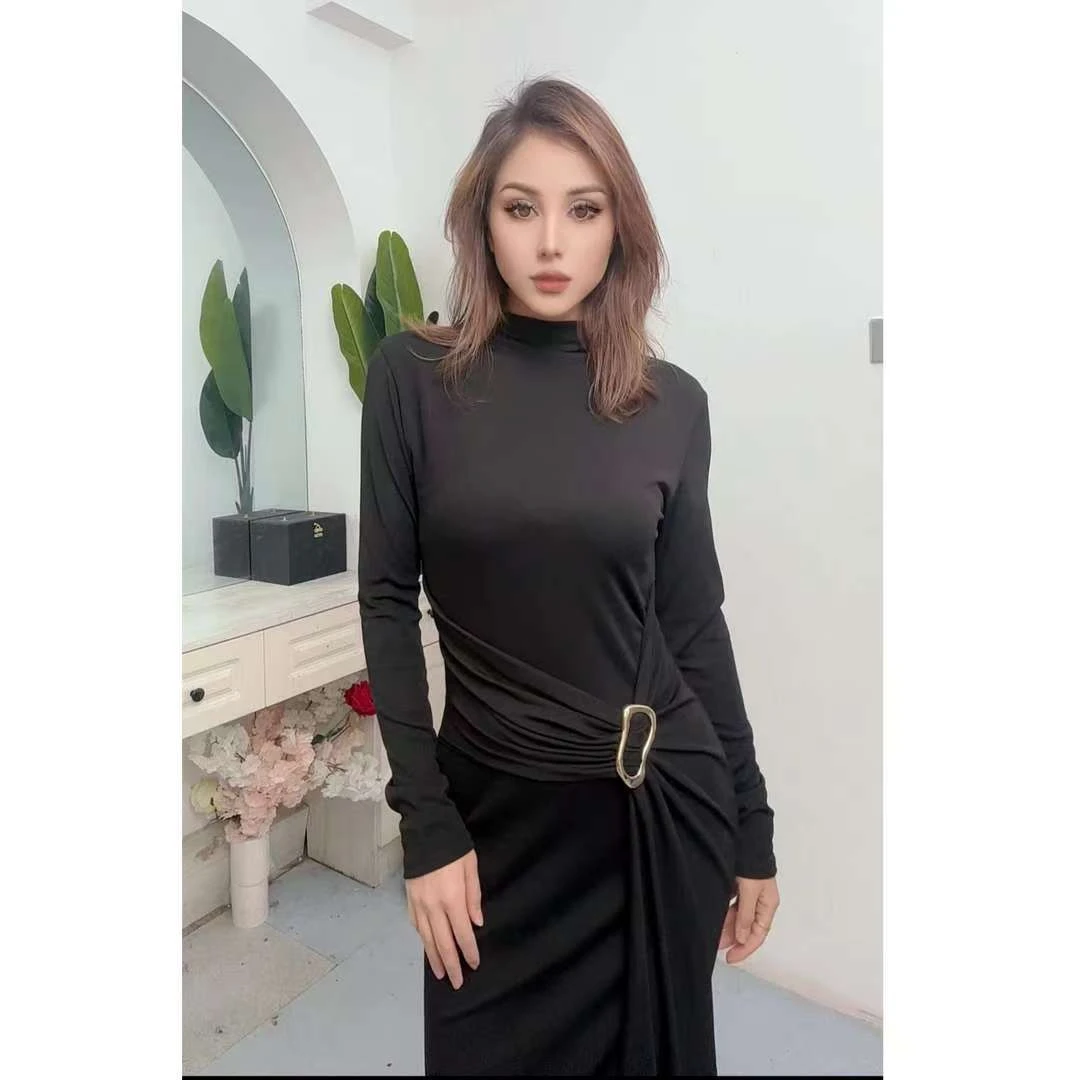 985黑色设计款显瘦时尚新款气质女装连衣裙