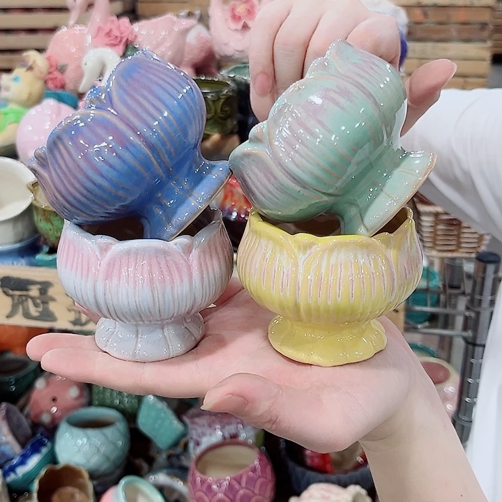 有孔.凑单10元陶瓷花盆发货！