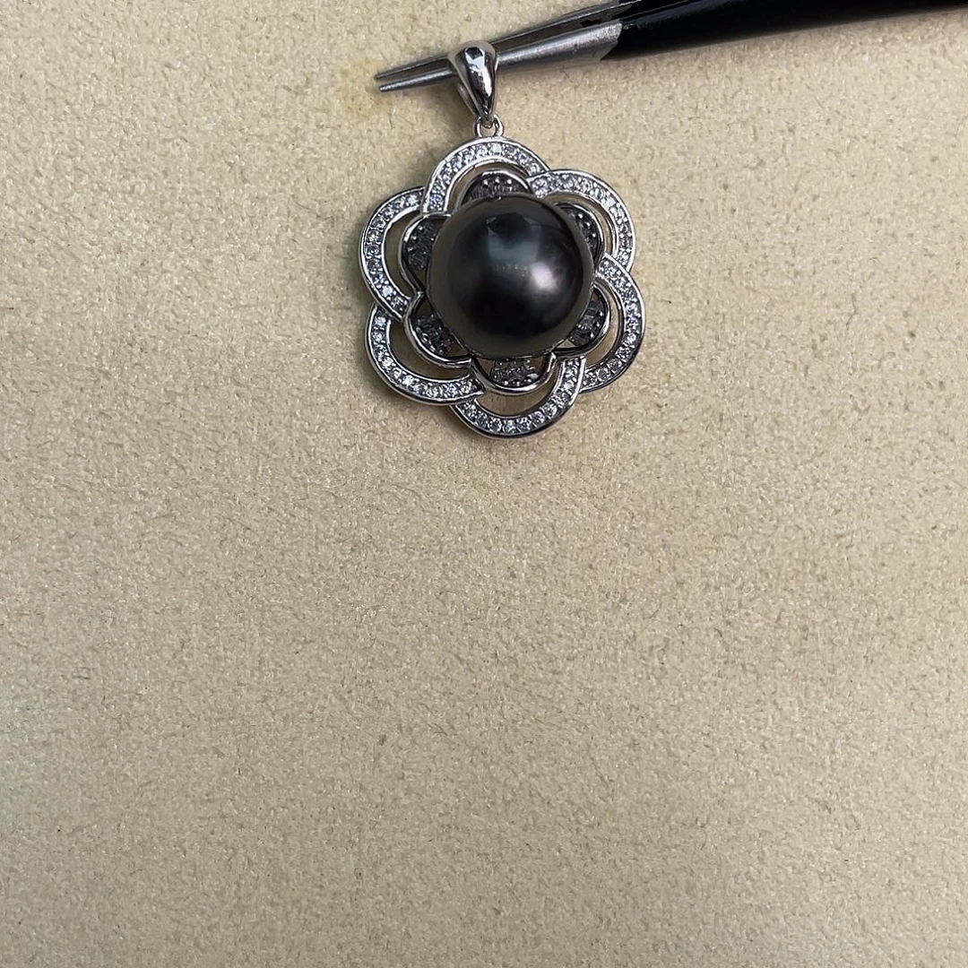 吊坠(不含链)银S925镶嵌海水珍珠