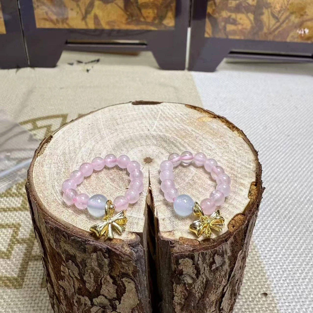 冰粉粉水晶素圈戒指-A537