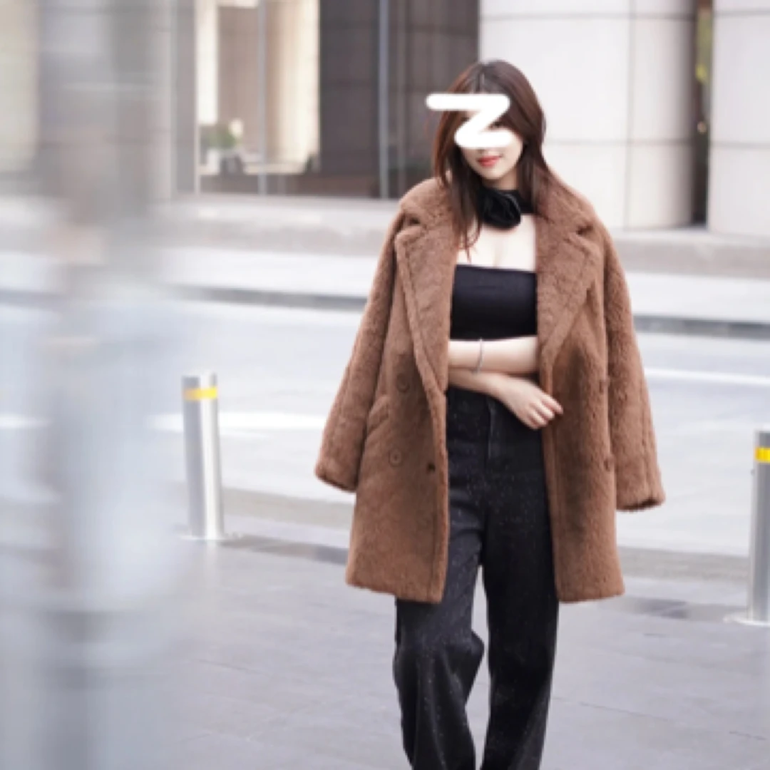 99新 MaxMara 000904 Espero系列ShortTeddy泰迪外套驼色 34码