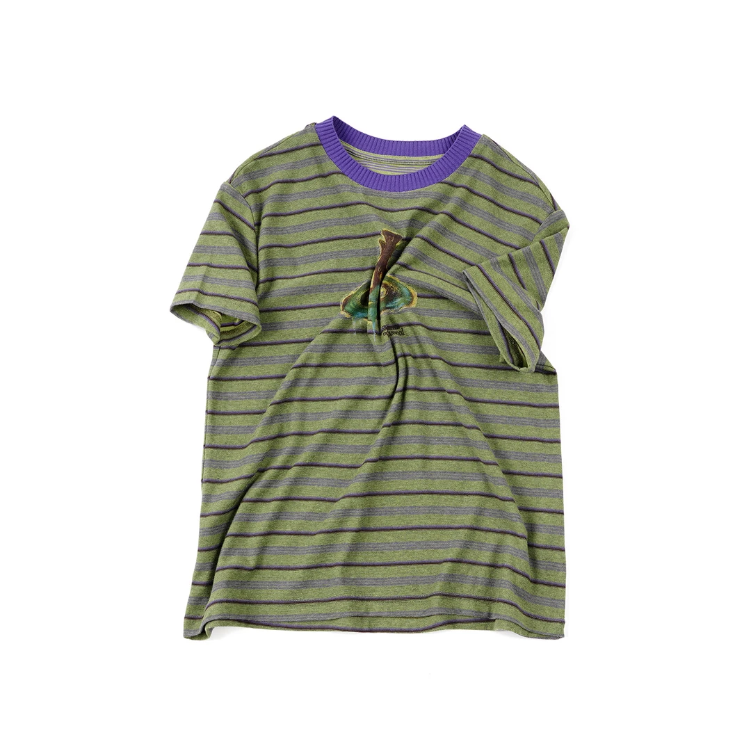 【星球撞色条纹短袖】DT5ZB0684女士圆领时尚休闲T恤