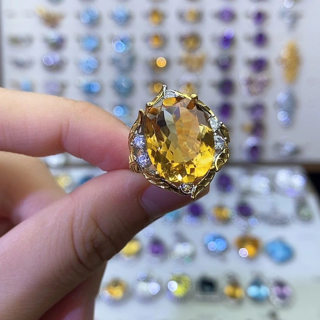 银S925镶嵌戒指黄晶（一物一证）