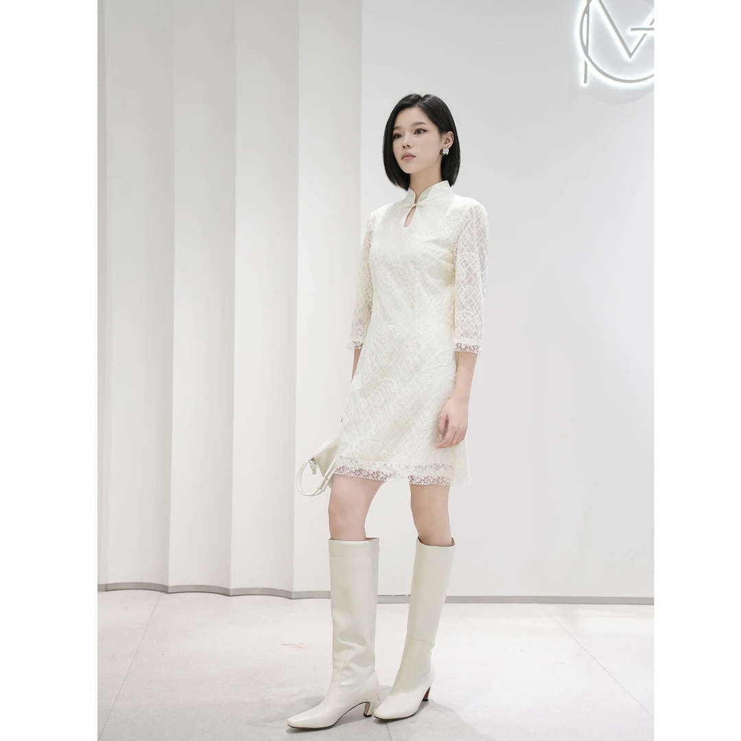 Migaino/曼娅奴蕾丝白色气质中式名媛优雅日常设计师MP34DC604