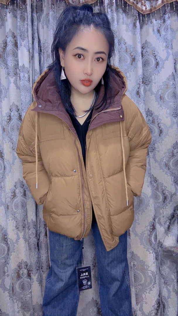 保暖女装宽松网红直筒型韩版休闲拉链连帽薄款秋冬女