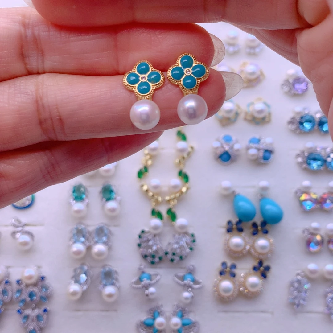 合金淡水珍珠耳饰