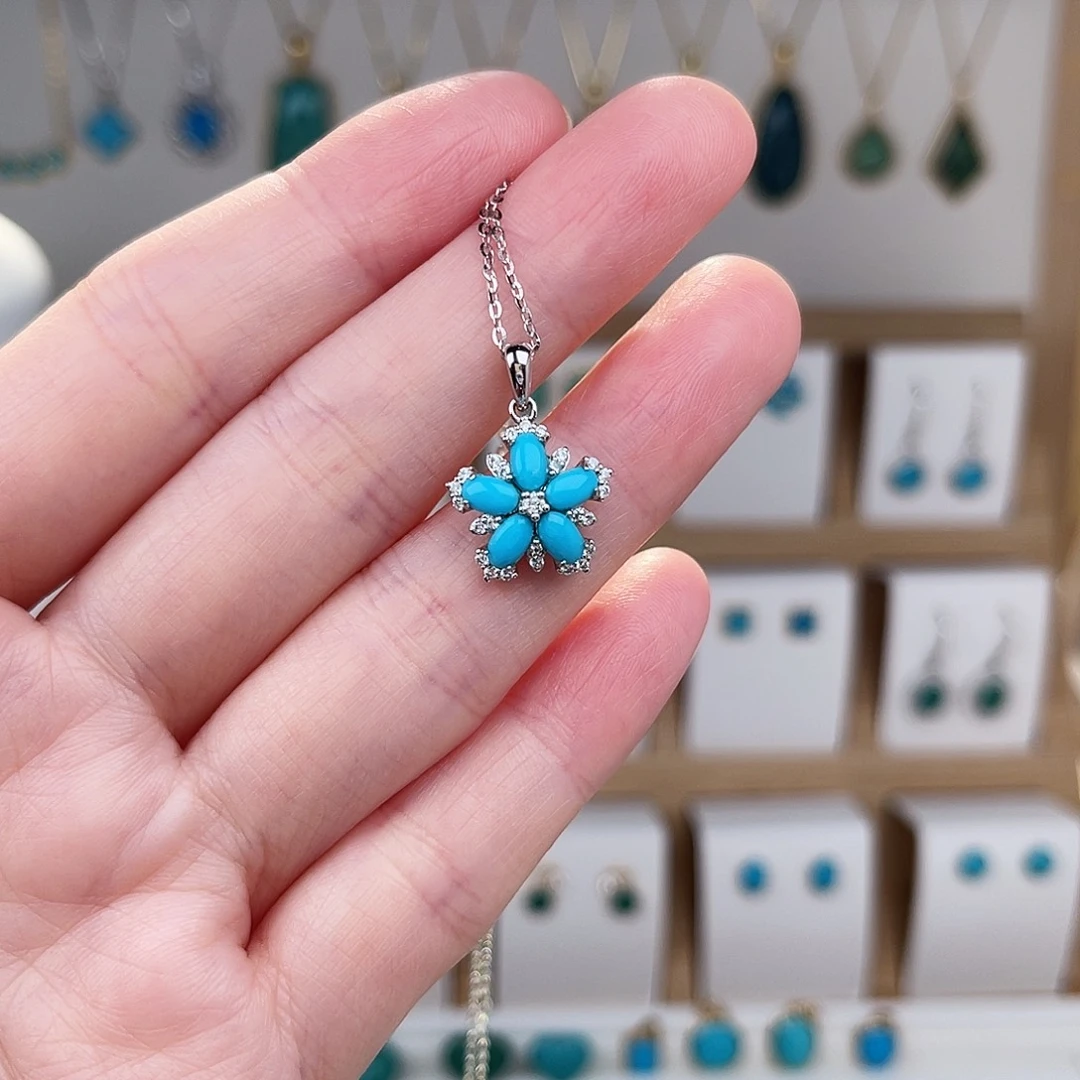 绿松石银S925镶嵌颈饰