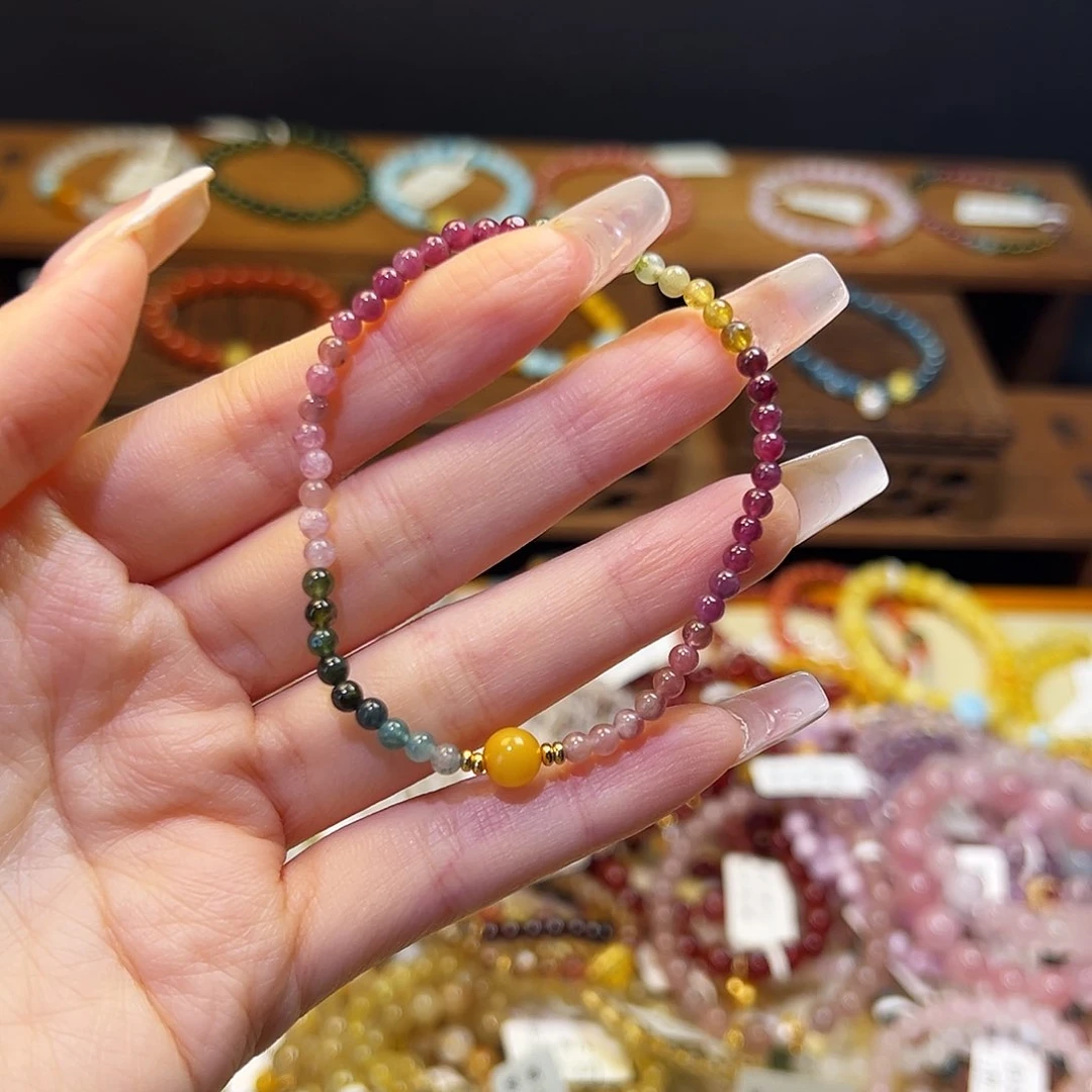 水晶手链银S925镶嵌碧玺1341