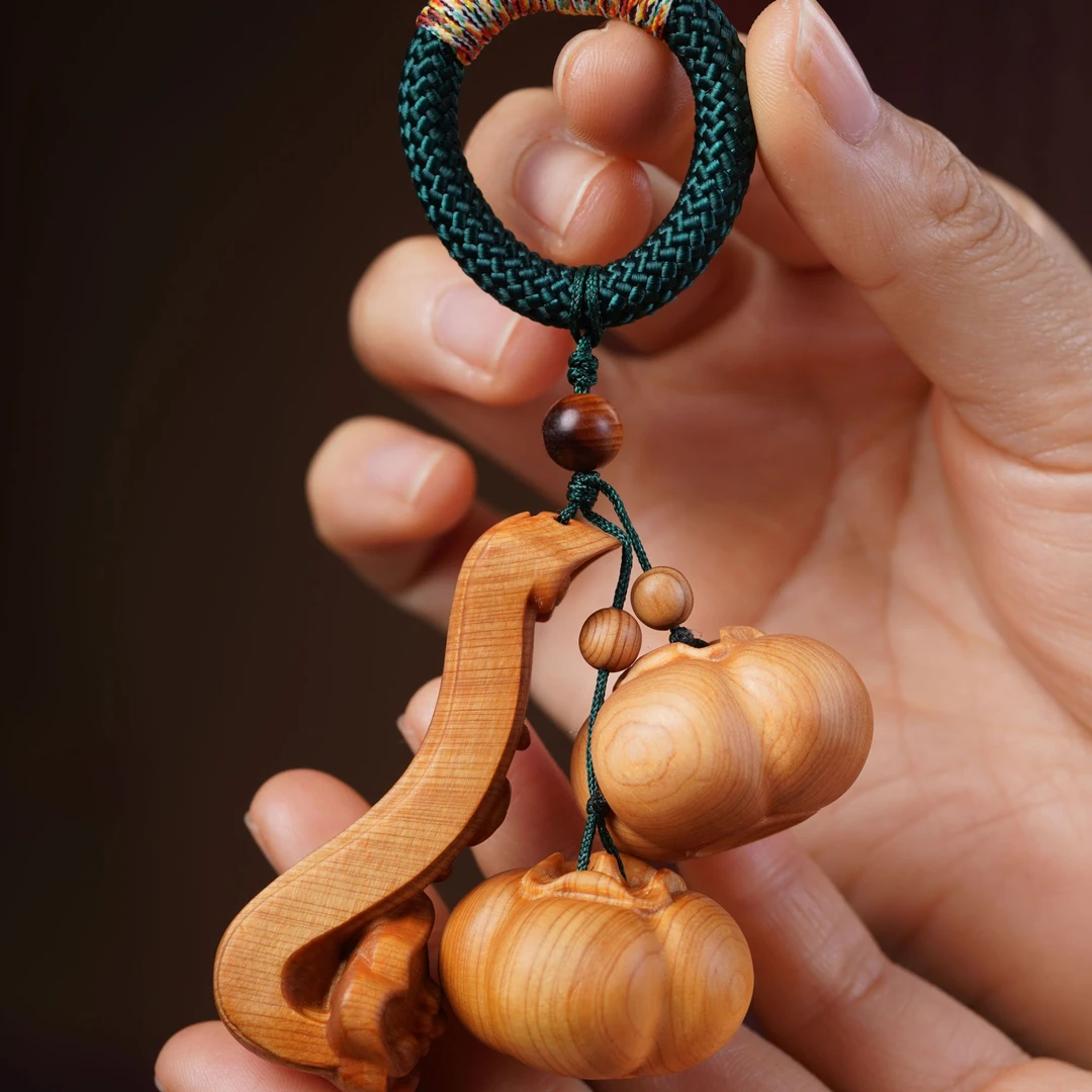 ZB236 四川崖柏柿柿如意挂件（事事如意）原创【真心香馆】车挂制作