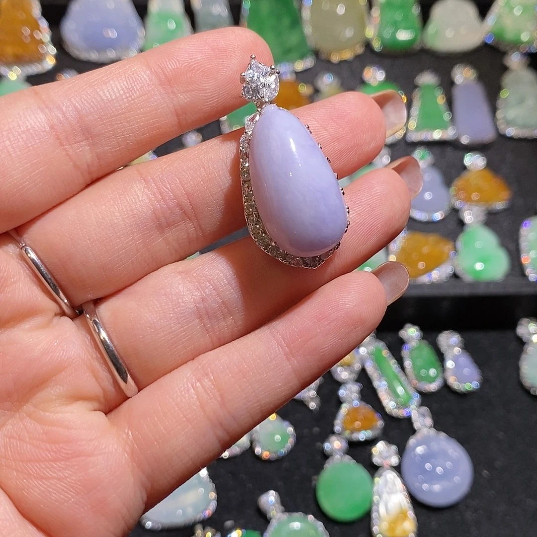 颈饰银S925镶嵌翡翠天然翡翠