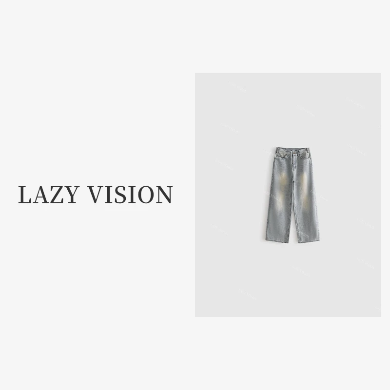 LAZYVISION【书店牛仔】复古阔腿休闲牛仔裤ZMD-24423