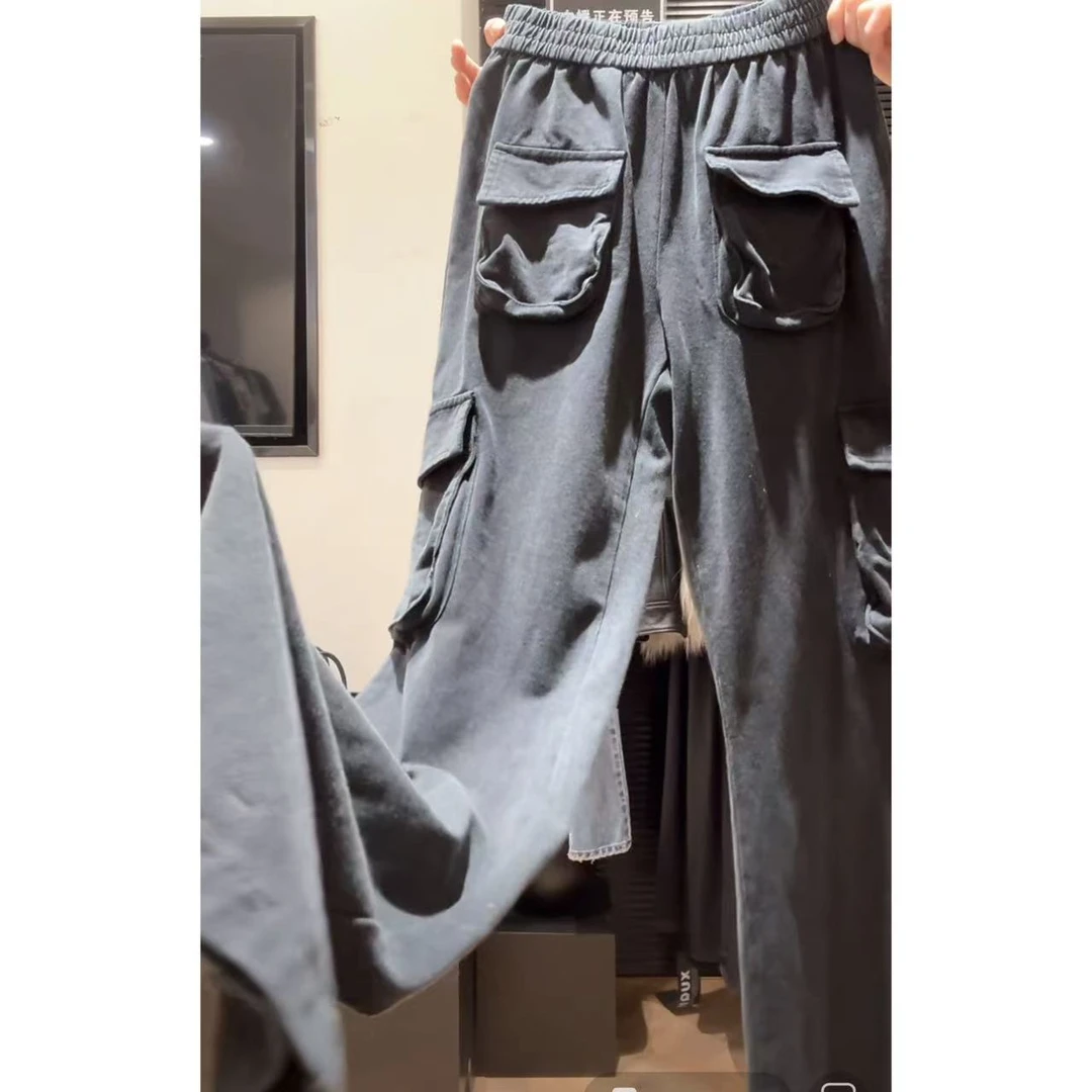 徐秋阳  微喇工装裤  百搭时尚休闲设计感显瘦显腿长工装裤12022