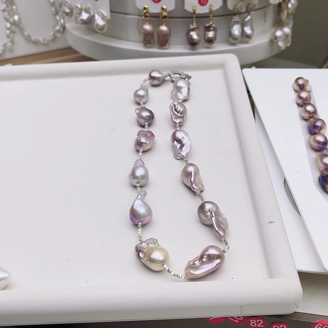 淡水珍珠银S925镶嵌颈饰T**a