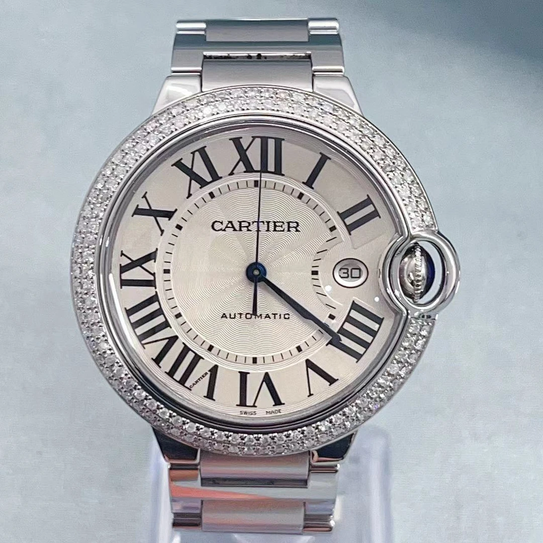 95新 Cartier/卡地亚 蓝气球精钢后镶钻机械42表径男士腕表拆单