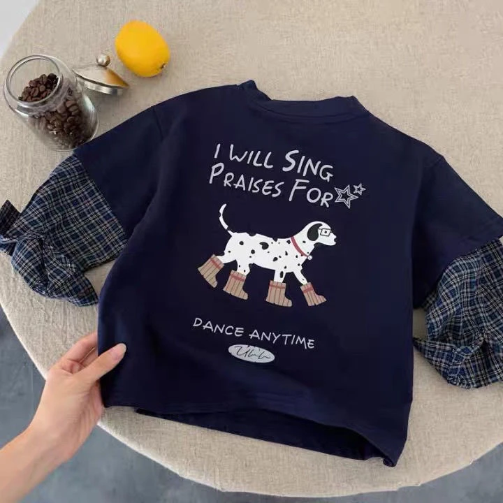 儿童T恤长袖2025春秋款男童假两件t条纹卡通童装男宝宝休闲打底衫