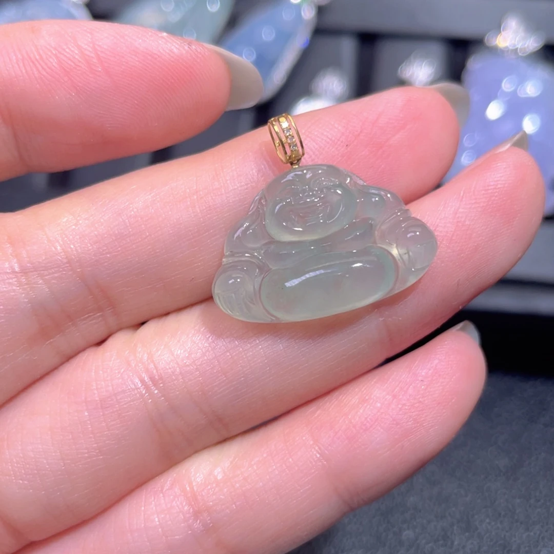 颈饰18K金镶嵌翡翠翡翠