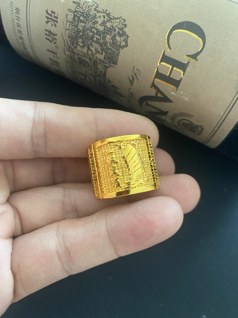 合金戒指 精品高端合金一帆风顺戒指金色男士复古精美