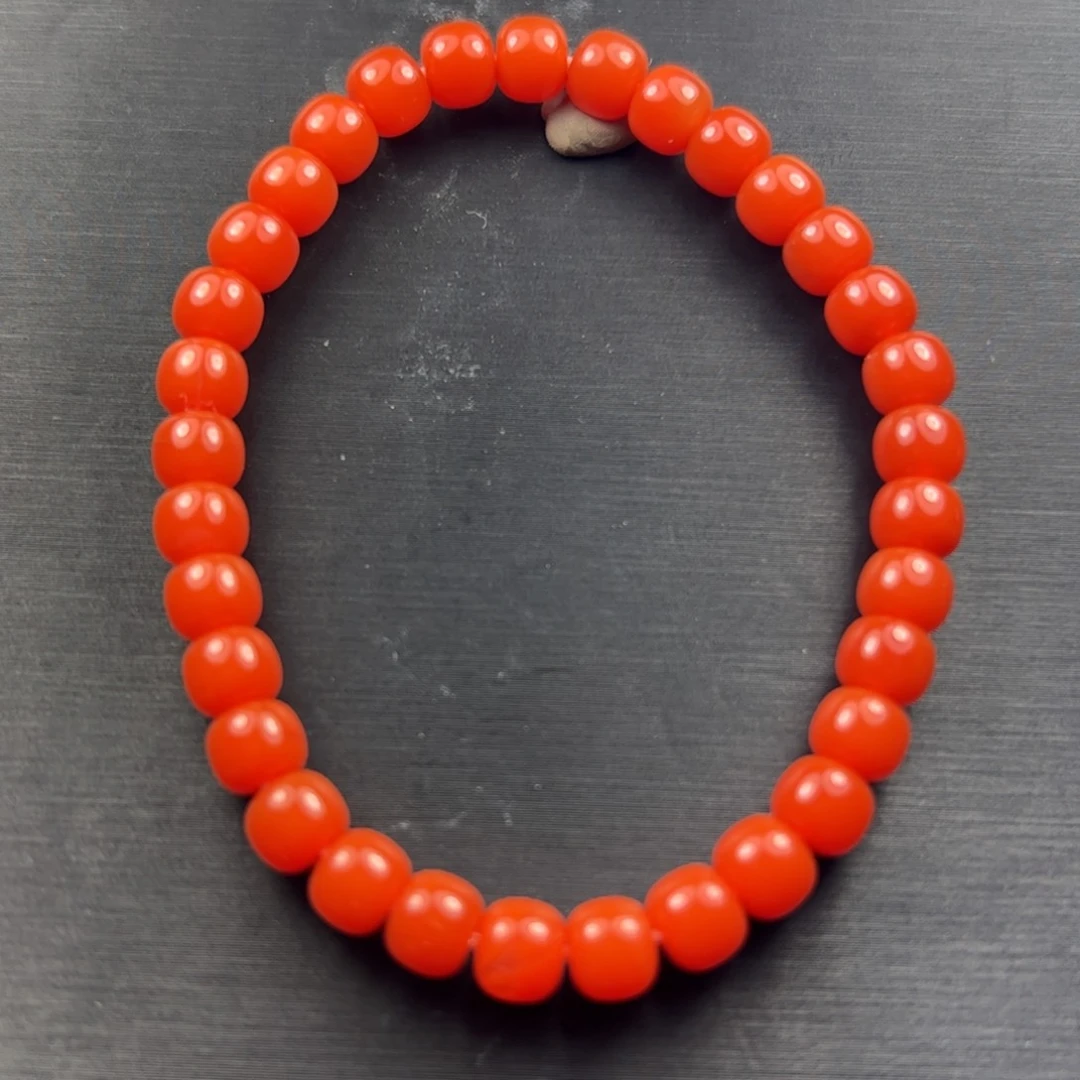 南红玛瑙未镶嵌手串东山大水沟柿子红卡6mm手串