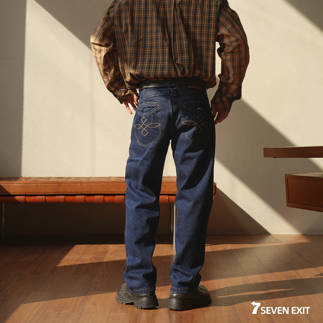 7SEVENEXIT【挖袋】18盎司高端红边赤耳丹宁原牛902版型直筒牛仔裤