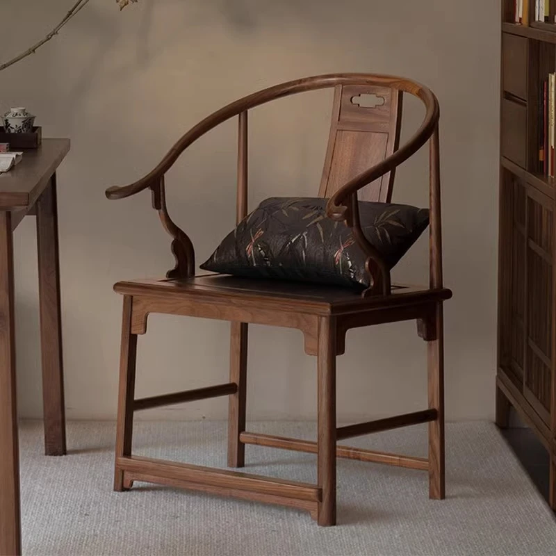 新中式实木圈椅老榆木安思远太师椅胡桃官帽椅围椅扶手椅明式茶椅