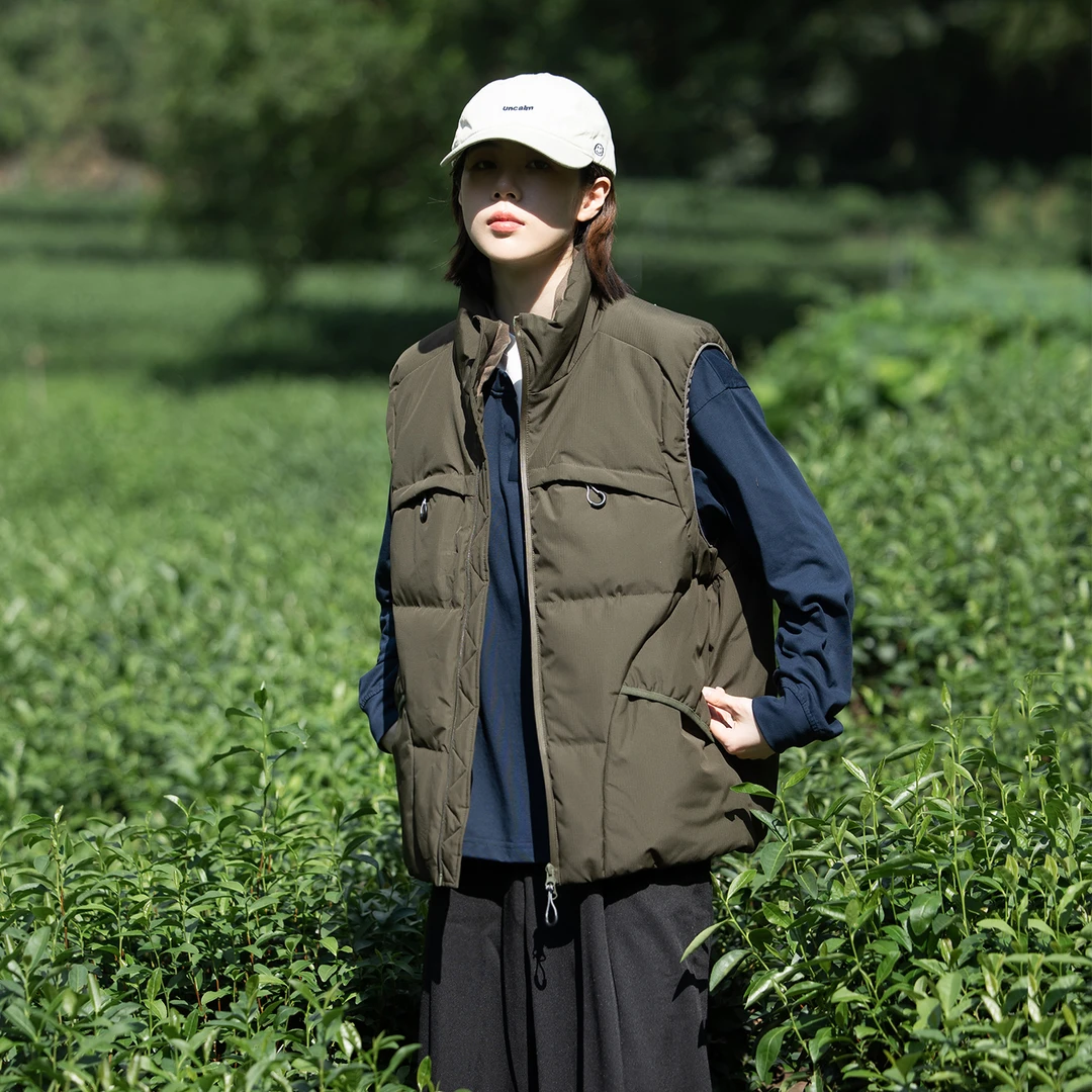 易燃空间羽绒服马甲女2025冬季新款户外机能风羽绒保暖叠穿背心男