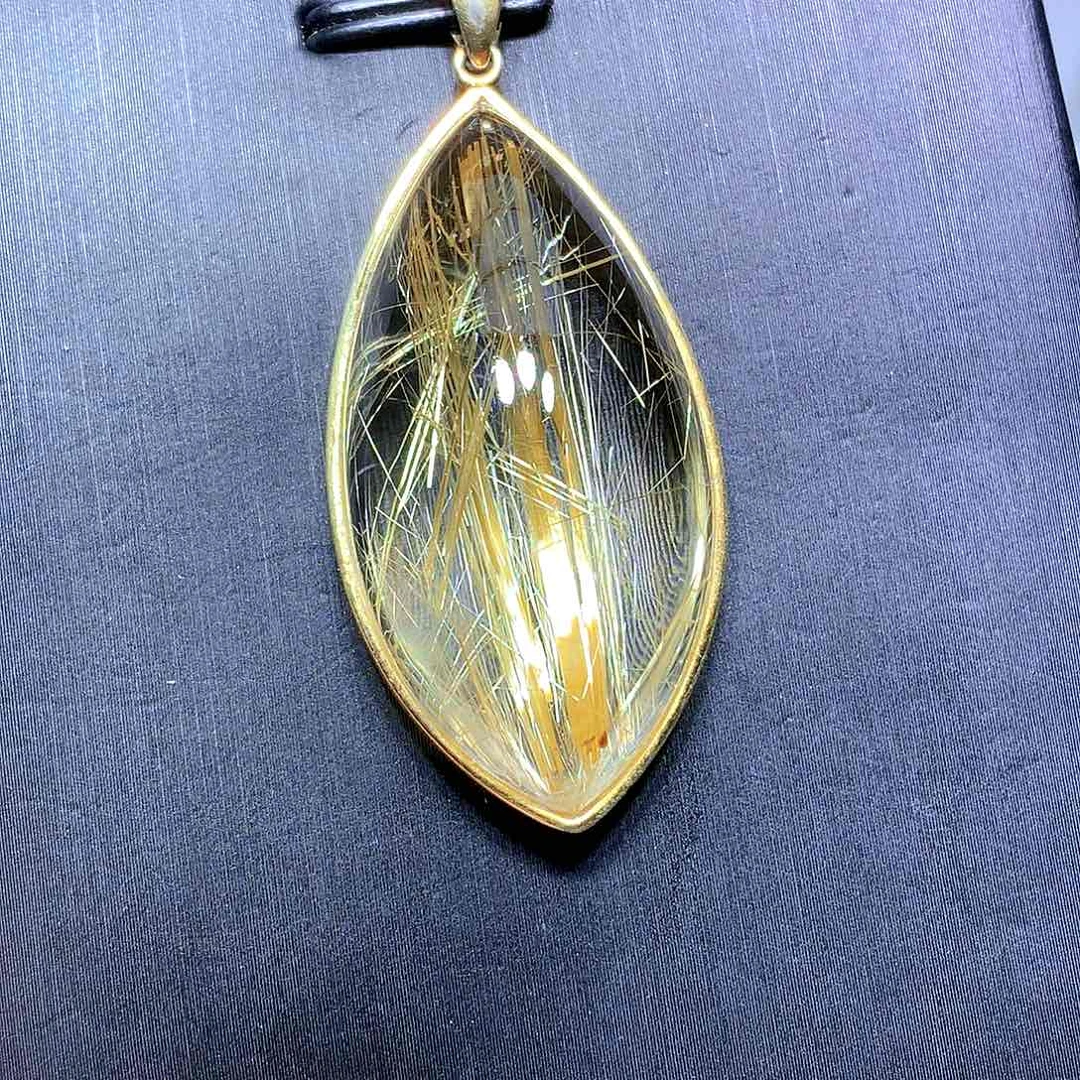 水晶吊坠银S925镀金镶嵌小***祥天然水晶