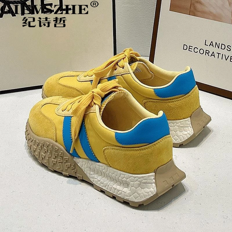 纪诗哲真皮阿甘鞋女秋冬新款时尚复古百搭德训鞋女士休闲运动板鞋