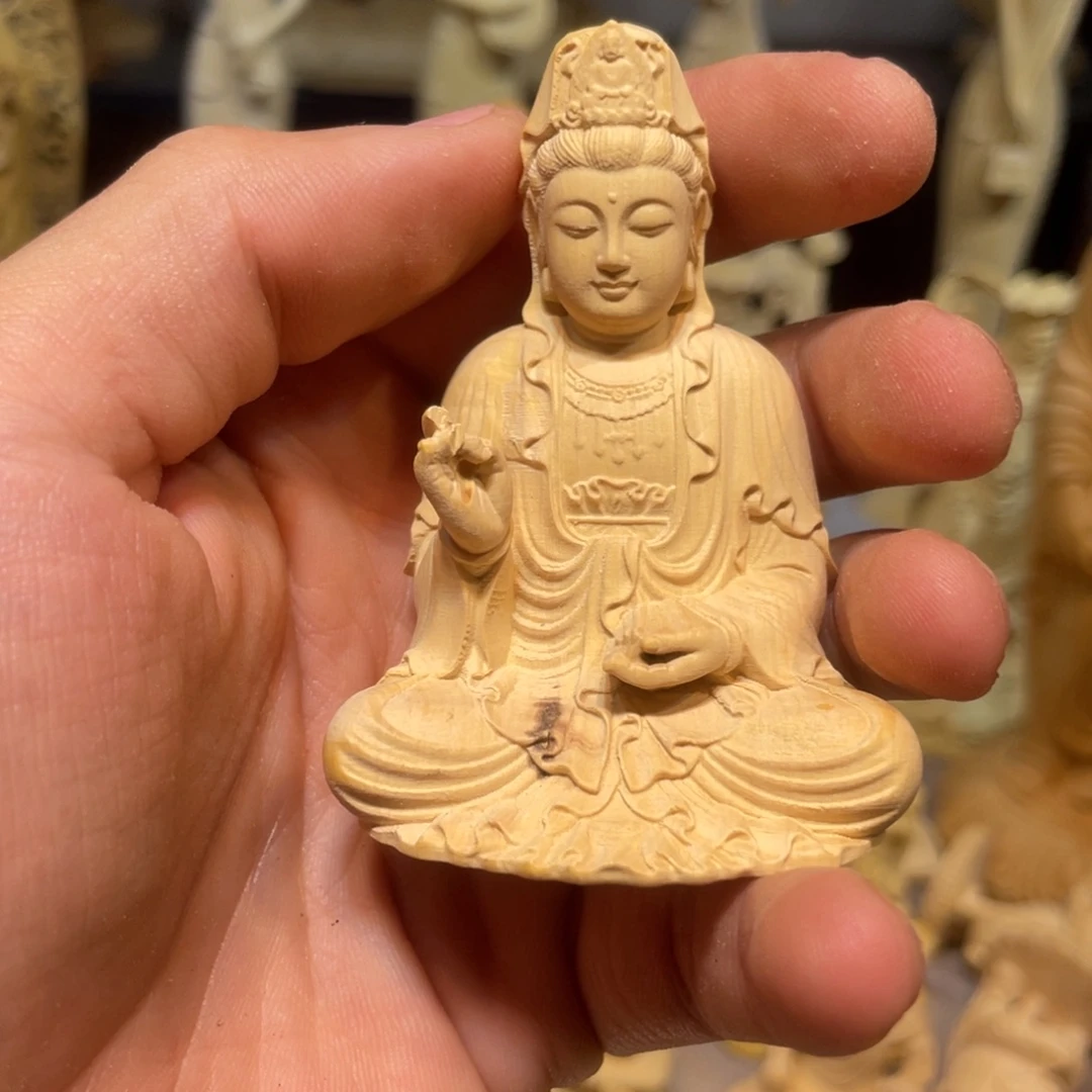 黄杨木小瑕疵坐观音
