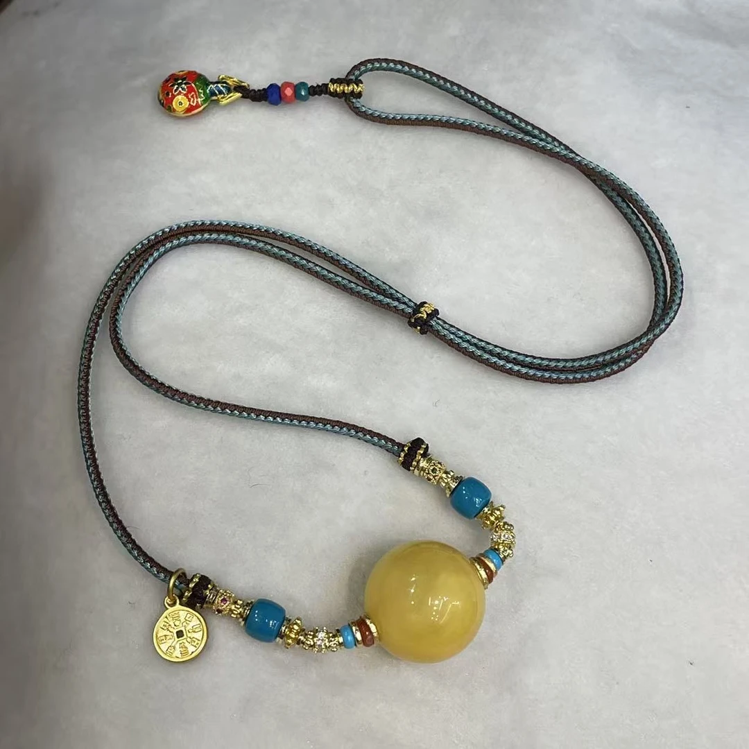 【地主专属】28 G65197-蜜蜡黄锁骨链-尺寸20mm