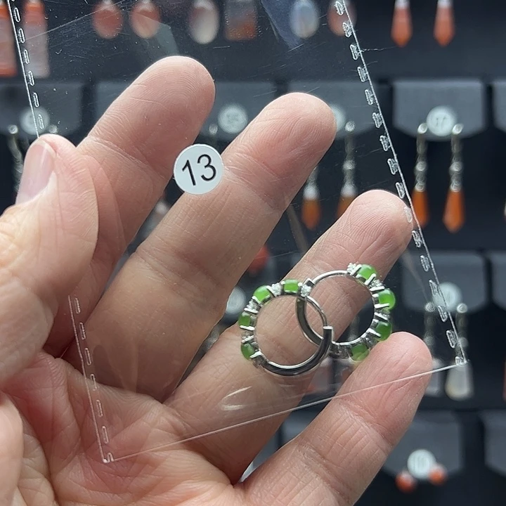 和田玉（碧玉）耳饰银S925镶嵌米**！