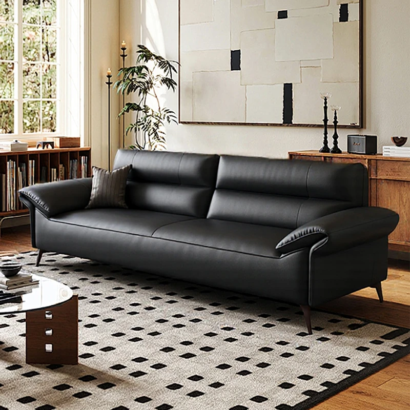 北欧轻奢客厅沙发家用沙发办公室皮艺商务接待意式办公沙发皮沙发