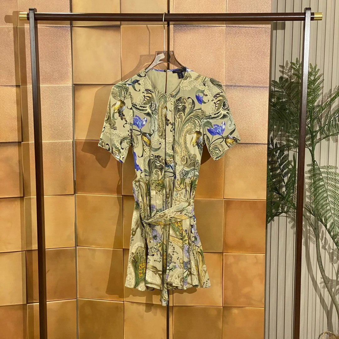 99新 LouisVuitton/路易威登 满印腰带桑蚕丝连衣裙/38码/女42868