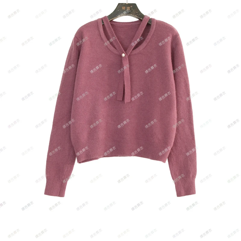 原创设计24-1929百搭宽松秋冬套头纯色气质针织衫